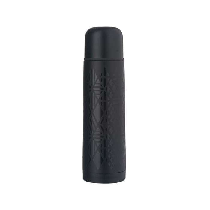 Termos, 500 ml, Pentru bauturi calde si reci, Buton, fara BPA, Otel, 7x24 cm, Negru