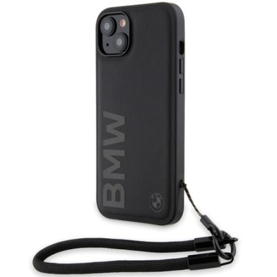 Husa pentru iPhone 15 - BMW Signature Leather Wordmark Cord (BMHCP15S23RMRLK) - Black foto