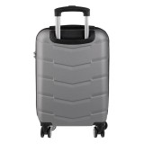 Valiza Troler gri Metalizat cu Dungi Reliefate 33L 35x21x55.5 cm