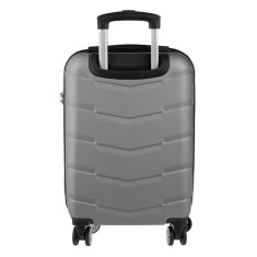 Valiza Troler gri Metalizat cu Dungi Reliefate 33L 35x21x55.5 cm