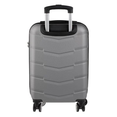 Valiza Troler gri Metalizat cu Dungi Reliefate 33L 35x21x55.5 cm foto