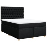 Cumpara ieftin Pat box spring cu saltea, negru, 140x200 cm, textil