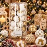 Set 30 Globuri Craciun Aurii 6 cm Incasabile Sersimo cu Modele Festive