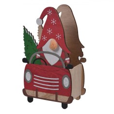 Suport Decorativ pentru Lum&acirc;nări, Model Gnome, Material Lemn, Dimensiuni 14x8x24cm, Multicolor