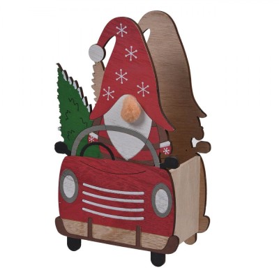 Suport Decorativ pentru Lum&amp;acirc;nări, Model Gnome, Material Lemn, Dimensiuni 14x8x24cm, Multicolor foto