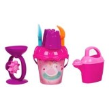 Set găleată plajă cu model lebădă, 5 accesorii și rucsac, Roz, CMCLASS