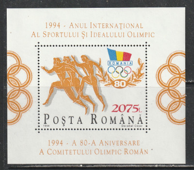 Romania 1994 - #1347 Anul International al Sportului si Olimpismului S/S 1v MNH foto
