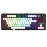 Tastatura gaming mecanica Bluetooth cu si fara fir Redragon Wildslash LCD Pro neagra cu alb iluminare RGB