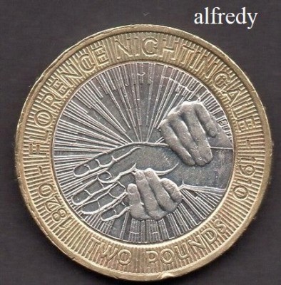 Anglia, Marea Britanie, 2010 2 Pounds, Comemorativa, Florence Nightingale foto