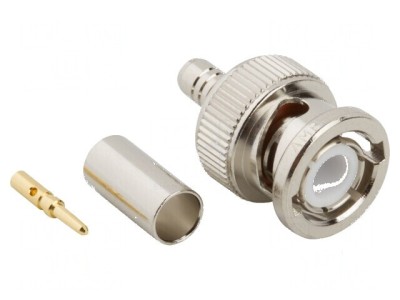 Conector BNC mufă tată drept 50&amp;Omega; crimpat PTFE aurit foto