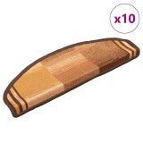 VidaXL Covorașe pentru scări autoadezive, 10 buc., maro, 65x21x4 cm