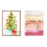E153c Set 2 Felicitari unicate in acuarela pe hartie de bumbac, 11x16cm