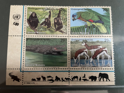 Natiunile Unite - Serie timbre pasari, fauna nestampilate MNH foto