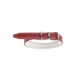 Zgarda caini adult piele naturala rosie 2 45 cm