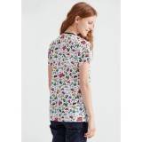 Bluza medicala alba cu imprimeu, Model Masinute - XL