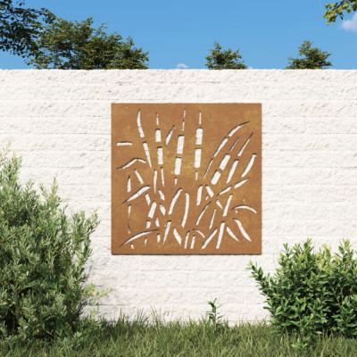 vidaXL Decor perete de grădină 55x55 cm, design iarba , oțel Corten foto