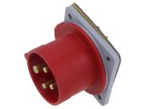 Conector alimentare AC trifazate AMPHENOL IP&amp;S 16A 415V soclu IP44 4 pini flanșă