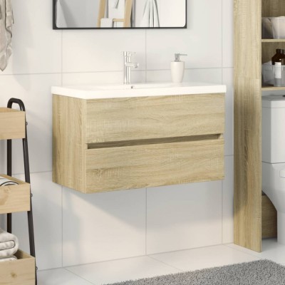 vidaXL Set mobilier de baie, 2 piese, ceramică și lemn prelucrat 3307659 foto