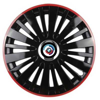 Set 4 Capace Roti pentru BMW Nou, model Falcon Black Cu Rama Rosie, R16, BMW foto