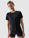 Tricou de antrenament din material reciclat pentru femei - negru, 4F Sportswear