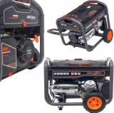 Generator curent 7kW 7000W 2x230V12V+pornire electrica la cheie+roti si maner motor benzina 15CP (KD696)