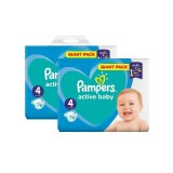 Pachet 2 x Pampers Active Baby Giant Pack - nr.4, 76 buc (152buc)
