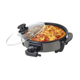 Tigaie electrica rotunda Floria, pizza grill, diametru 36 cm, 1500 W, capac sticla, Zilan Floria