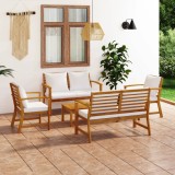 Set mobilier de gradina cu perne, 5 piese, lemn masiv acacia GartenMobel Dekor, vidaXL