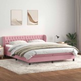 Cumpara ieftin Pat cu arcuri cu saltele roz 200x210 cm catifea