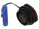 Conector circular mamă IP68, 9 pini, 25A, pentru montaj pe panou