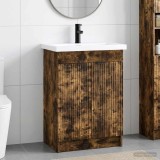 Cumpara ieftin Set de mobilier pentru baie Stejar fumuriu 78,5 x 37,5 x 81 cm