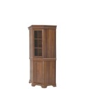 Set comoda pe colt pentru living VMN1, cu o usa, o polita si vitrina suprapozabila VMNN1, o usa, 2 polite, Pal Melaminat, cu elemente din MDF, Nuc