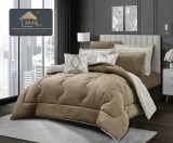 Cumpara ieftin Lenjerie pat cu pilota inclusa din catifea si blanita artificiala de iepure cu doua fete,cearceaf cu elastic,maro+crem - A1207