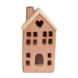 Cumpara ieftin Casuta decorativa cu led portelan maro 6x6x11 cm