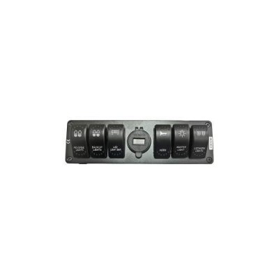 Suport panou 6 butoane &amp;icirc;ntrerupătoare iluminate tip Rocket voltmetru ,USB 12V 24V 22x7cm foto