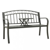 Cumpara ieftin Bancă de grădină cu masă, gri, 125 cm, oțel