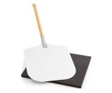 Set de pizza, lopata din aluminiu 30.5 x 85 cm, piatra de copt 38 x 30 cm, DOLCE MARE, Negru, Resigilat, Grad A