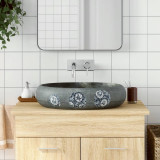 Lavoar de blat, gri, 59x40x15 cm, ceramica, oval GartenMobel Dekor, vidaXL