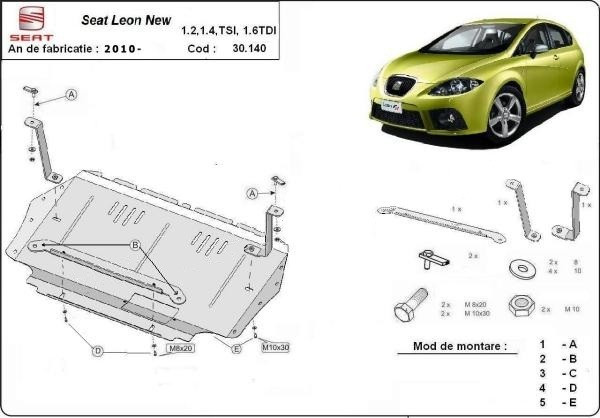 Scut motor metalic Seat Leon 1P 1.2, 1.4TSI, 1.6 TDI 2009-2012