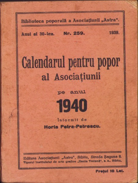 C5207N Calendarul pentru popor al Asociațiunii pe anul 1940