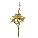 Cumpara ieftin Floare Craciun plastic auriu 13x9x32 cm