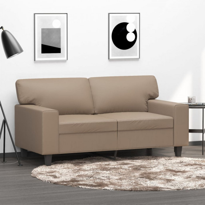 vidaXL Canapea cu 2 locuri, cappuccino, 120 cm, piele ecologică 359416