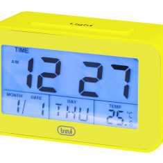 Ceas desteptator cu LCD SLD 3P50, termometru, calendar, galben, Trevi