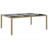 Gossi masa de gradina, bej, 200x150x75cm, sticla securizata/poliratan