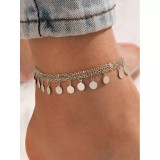 Cumpara ieftin Bratara De Picior cu Monezi, Argintie - 78079