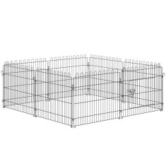 PawHut Țarc pentru Animale Mici, Cușcă Modulară din Oțel pentru C&acirc;ini, Pisici, Pui, 158x61 cm, Negru | Aosom Romania