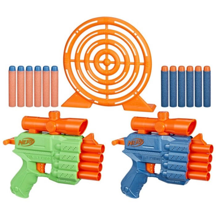 Set de 2 x Blaster, Nerf Elite, Face-Off-Target, 12 Gloante din spuma + Tinta, 8+