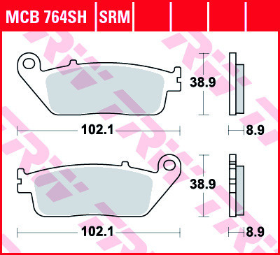 Set placute frana spate TRW MCB764SRM - Honda FJS 400 Silverwing (06-16) - FJS 600 Silverwing (03-16) 4T LC 400-600cc foto