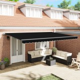 Marchiză manuală retractabilă vidaXL Neagră 500x300 cm