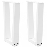 VidaXL Picioare pentru măsuță de cafea &icirc;n formă de V, 2 buc., alb, 38x(42-43,3) cm, oțel